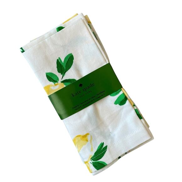 KATE SPADE New York Set of 4 Make Lemonade NAPKINS Yellow Lemons 100% Cotton - Picture 2 of 12